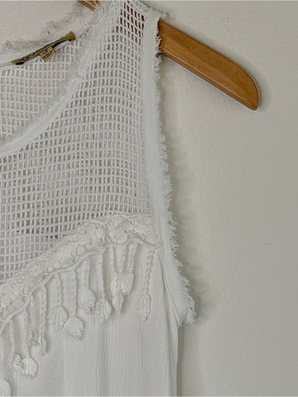 NEW Democracy Tassel and Lace Detail Lined Midi Dress in White Womenβs Size S - Picture 5 of 15